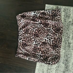 SHEIN Brown and White Ruched Mini Pencil Skirt